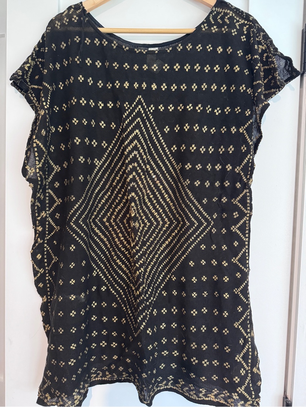 Free People Black semi-sheer tunic/beach cover up